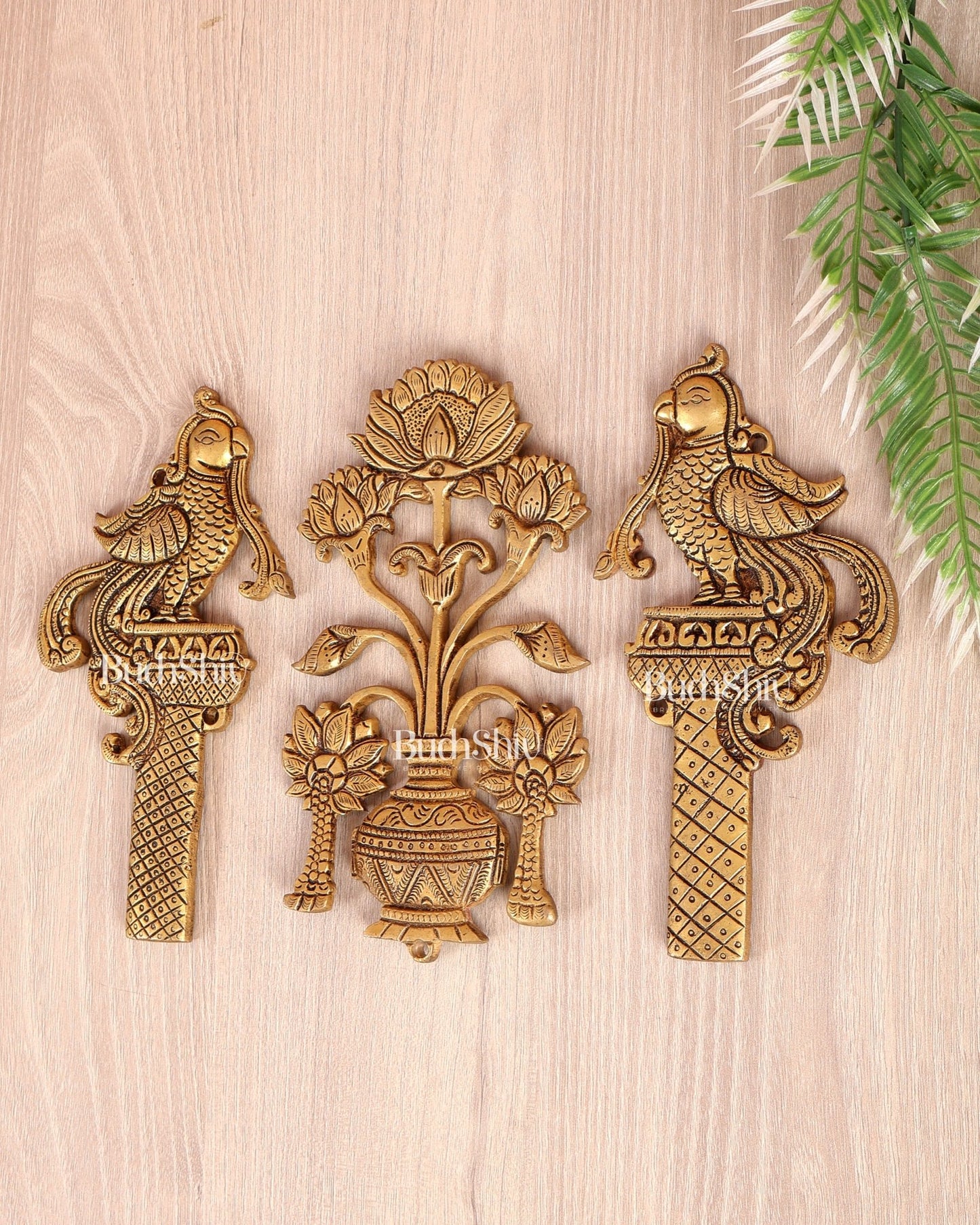Brass Kalash with Peacock (Annam Pakshi) Auspicious Wall Hanging - Budhshiv.com