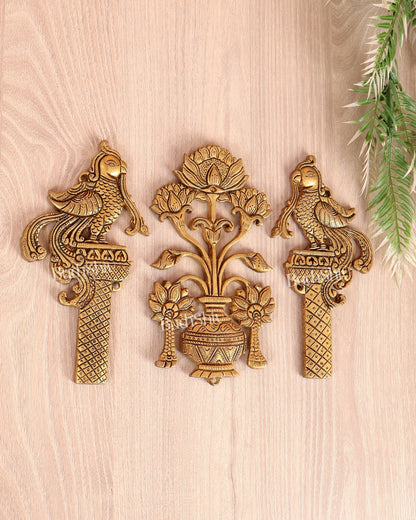 Brass Kalash with Peacock (Annam Pakshi) Auspicious Wall Hanging - Budhshiv.com