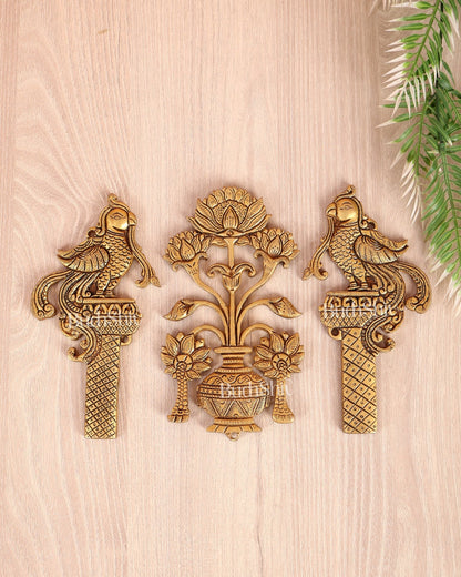 Brass Kalash with Peacock (Annam Pakshi) Auspicious Wall Hanging - Budhshiv.com