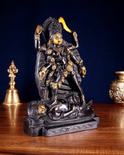 Brass Kali Ma Idol - 9.5 Inch Height - Budhshiv.com