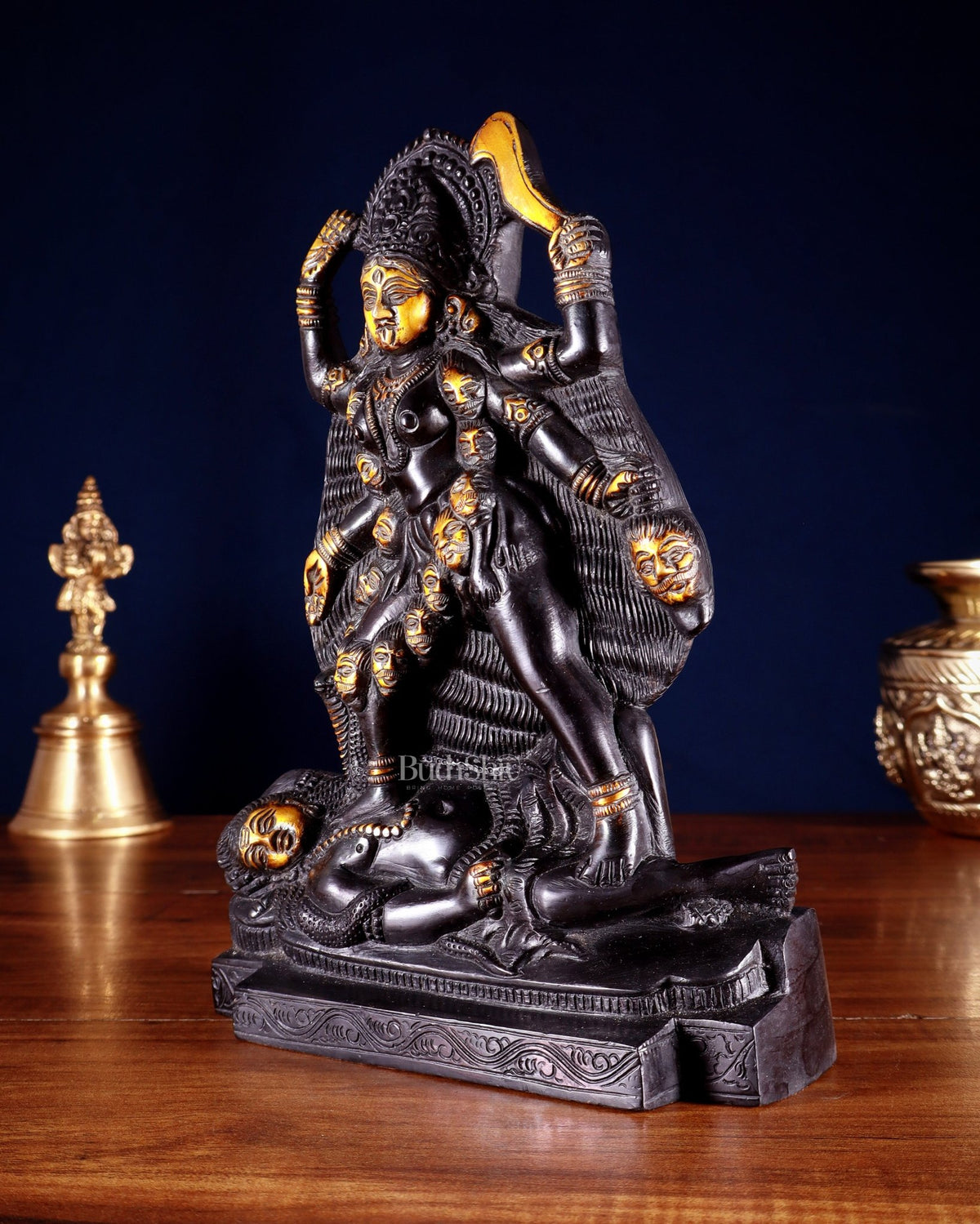 Brass Kali Ma Idol - 9.5 Inch Height – Budhshiv.com