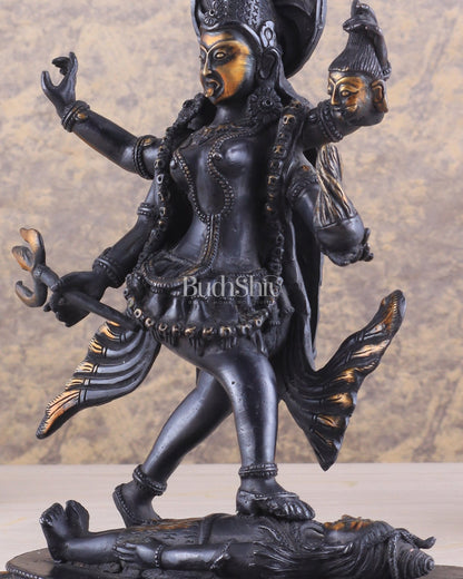 Brass Kali Ma Idol - 9.5 Inch - Budhshiv.com