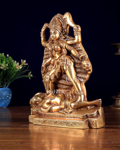 Brass Kali Ma Idol - 9.5 Inch - Budhshiv.com