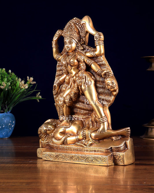 Brass Kali Ma Idol - 9.5 Inch - Budhshiv.com