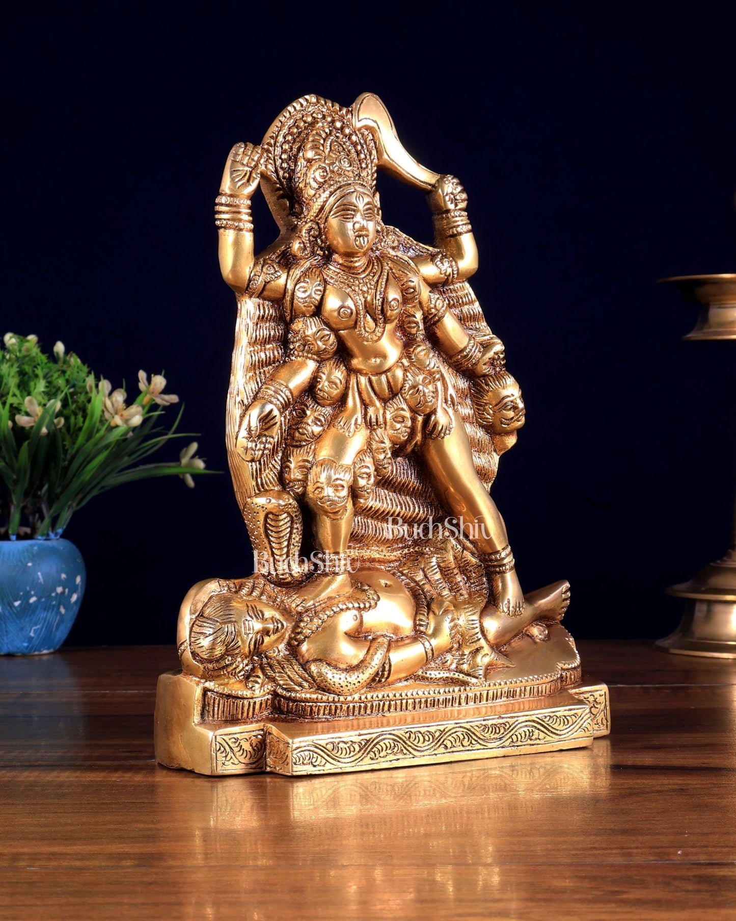 Brass Kali Ma Idol - 9.5 Inch - Budhshiv.com
