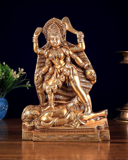 Brass Kali Ma Idol - 9.5 Inch - Budhshiv.com