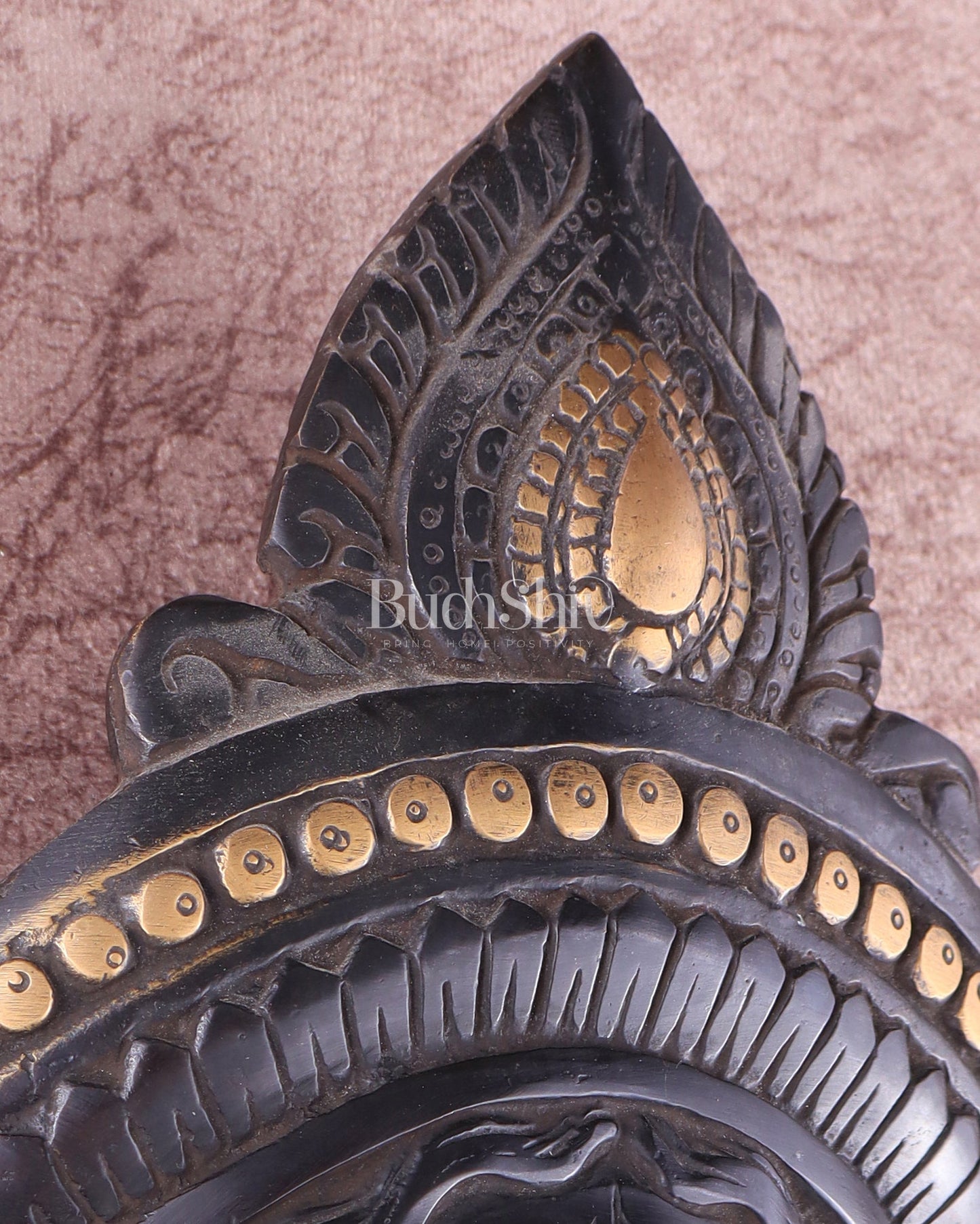 Brass Kali Maa Face wall hanging black edition 10" - Budhshiv.com