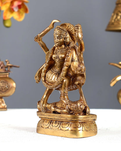 Brass kali mata Charbhuja idol 7" - Budhshiv.com