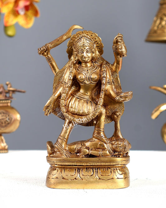 Brass kali mata Charbhuja idol 7" - Budhshiv.com