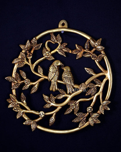 Brass Kalpavriksha Tree Wall Hanging Frame | Round Brass Wall Art 9 inch - Budhshiv.com