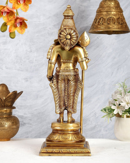 Brass Kartikeya Murugan Swamy Standing Statue – Superfine Divine Sculpture (15 Inches) - Budhshiv.com