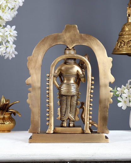 Brass Kartikeya Murugan Swamy Statue with Prabhavali – Divine Temple Idol (13 Inches) - Budhshiv.com