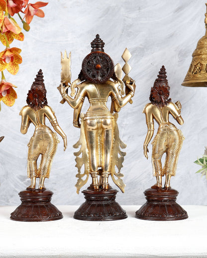 Brass Kartikeya Murugan Swamy with Valli & Devasena Idol – Divine Family Sculpture (13 Inches) - Budhshiv.com