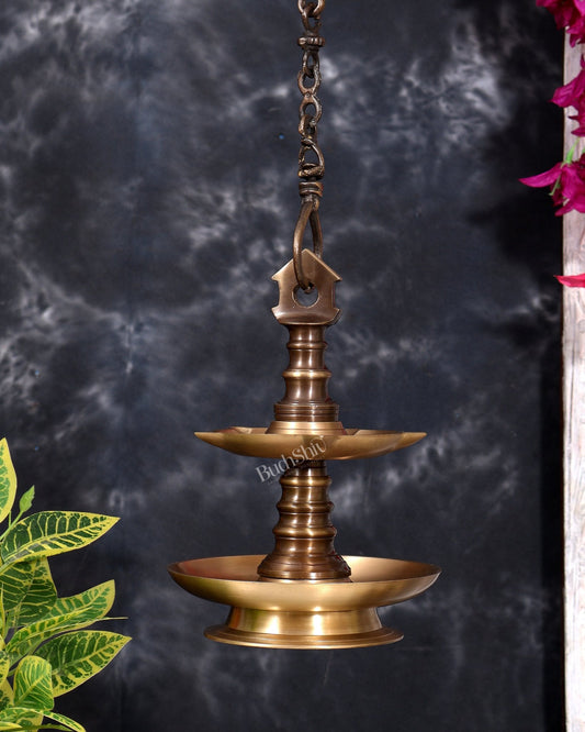 Brass Kerala Hanging Lamp — Double Layer - Budhshiv.com