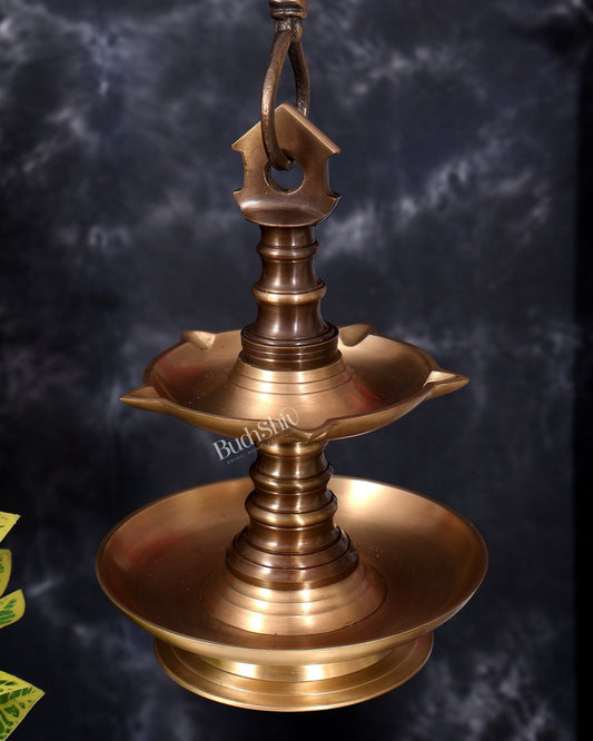 Brass Kerala Hanging Lamp — Double Layer - Budhshiv.com