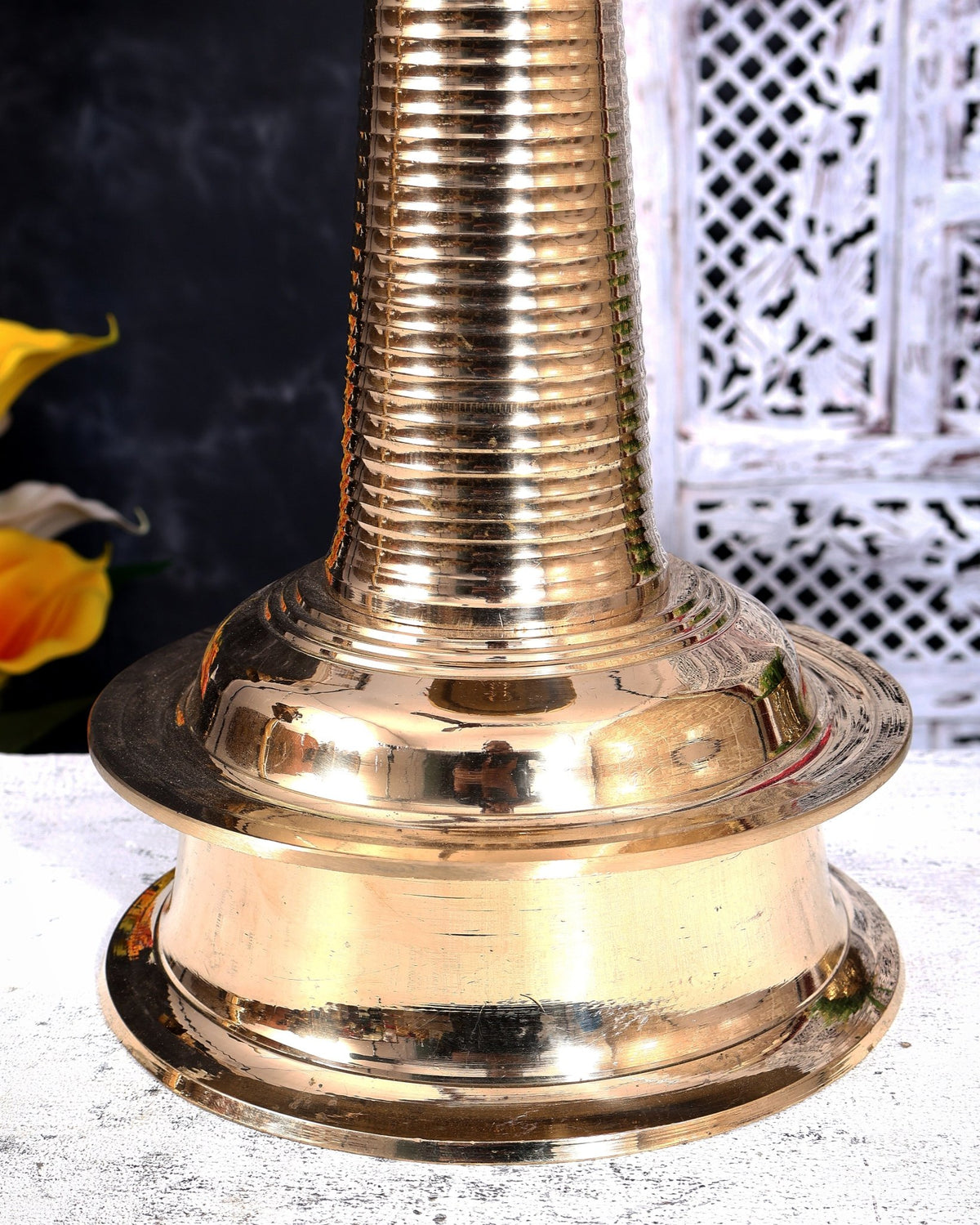 Brass Kerala Lamp Nilavilakku — Traditional Diya 26 inch - Budhshiv.com