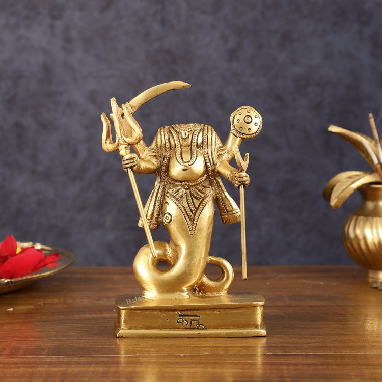 Brass Ketu Graha Idol (South Node of the Moon) for Pooja & Vastu - 5.5 Inch Height - Budhshiv.com
