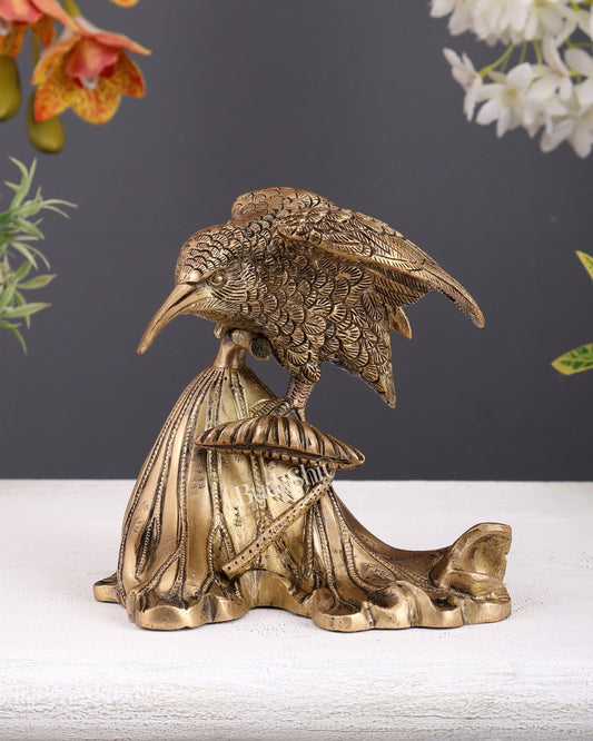 Brass Kingfisher Showpiece – Auspicious Decorative Table Accent (6.6 Inches) - Budhshiv.com