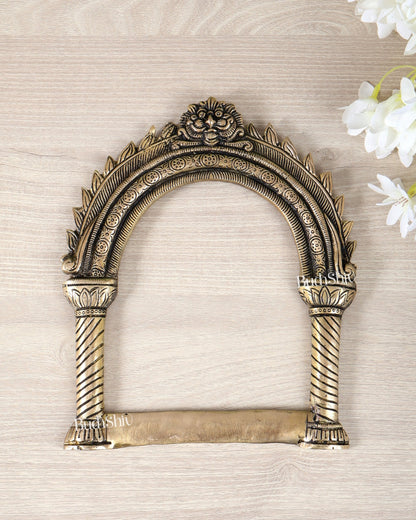 Brass Kirtimukha Design Prabhavali – 9.5 Inch Sacred Temple Arch Frame (1.11 KG) - Budhshiv.com
