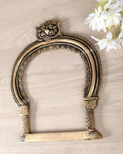 Brass Kirtimukha Design Prabhavali Wall Hanging – 12.2 Inch Sacred Temple Arch - Budhshiv.com