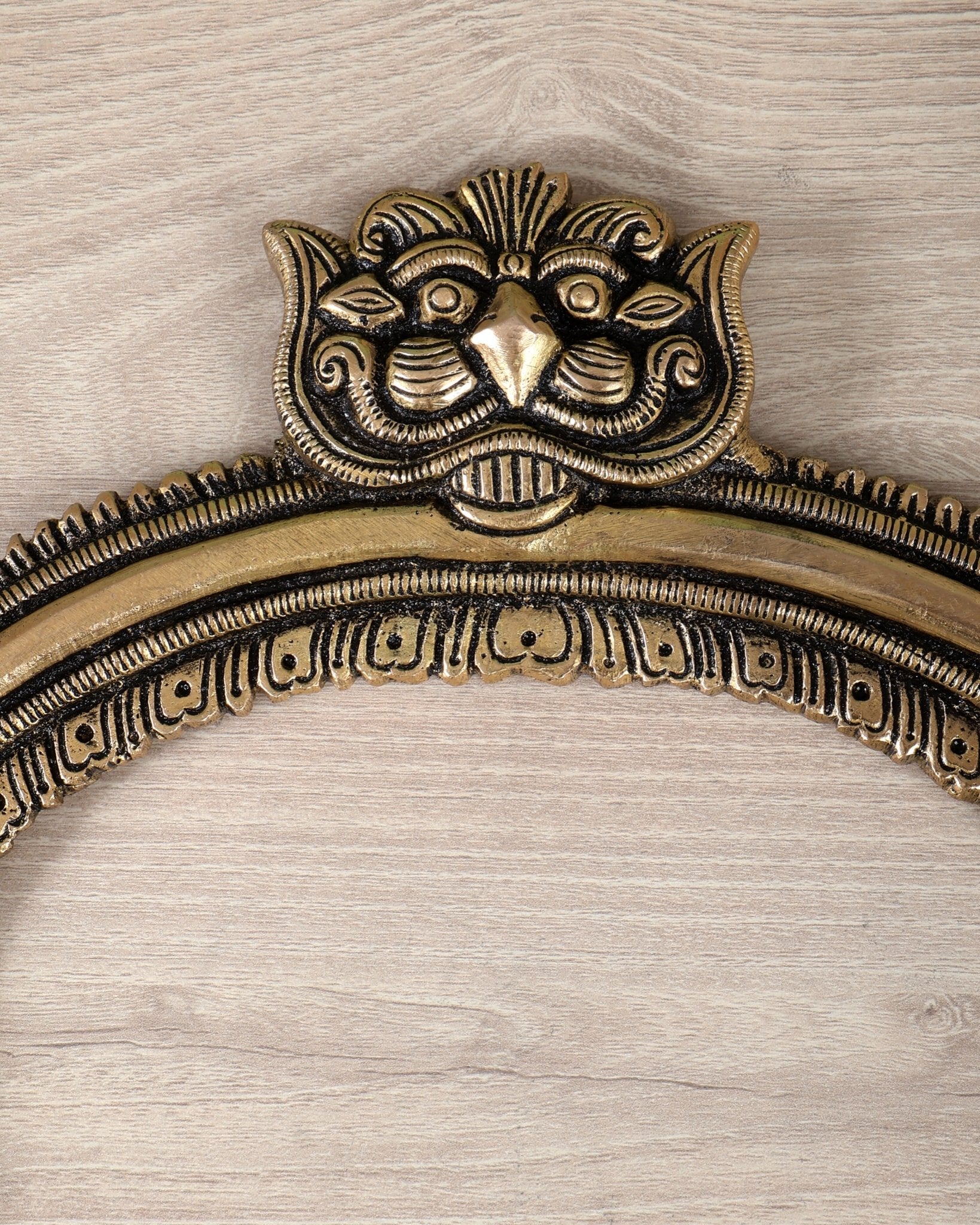 Brass Kirtimukha Design Prabhavali Wall Hanging – 12.2 Inch Sacred Temple Arch - Budhshiv.com