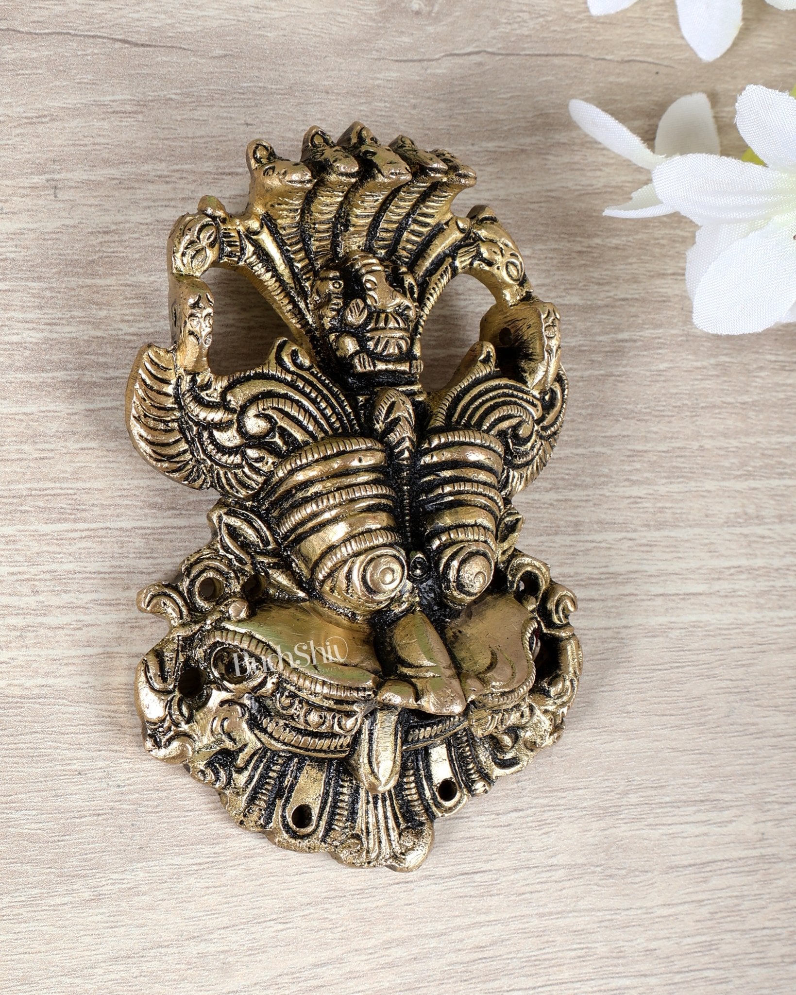 Brass Kirtimukha Yali Face Wall Hanging – Sacred Temple Guardian Décor (5.5 Inch, 800 GM) - Budhshiv.com