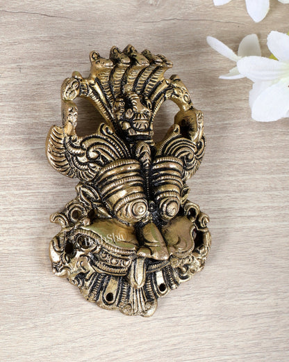 Brass Kirtimukha Yali Face Wall Hanging – Sacred Temple Guardian Décor (5.5 Inch, 800 GM) - Budhshiv.com
