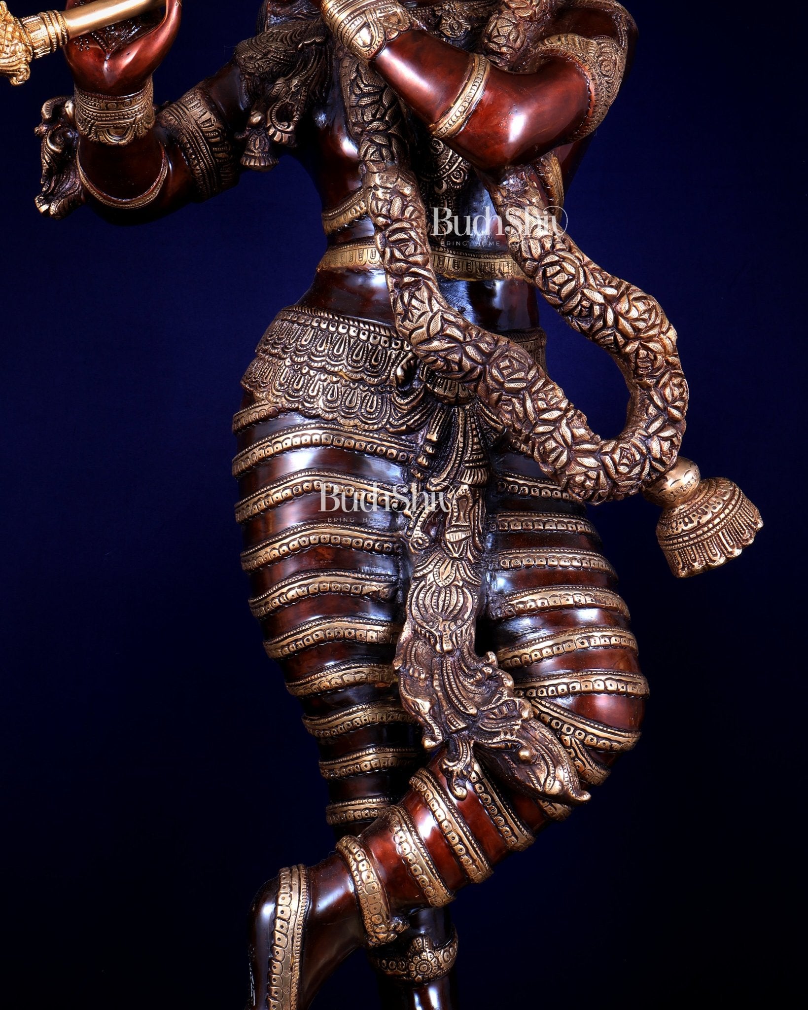 Brass Krishna dual tone Large Statue - 46 inch - Budhshiv.com