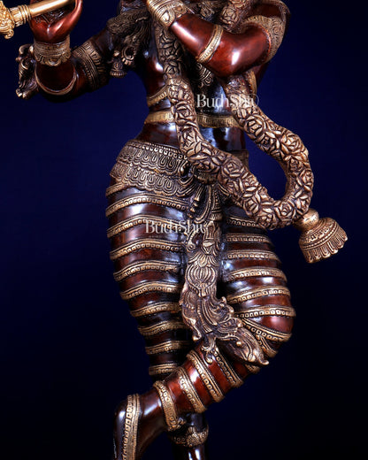 Brass Krishna dual tone Large Statue - 46 inch - Budhshiv.com