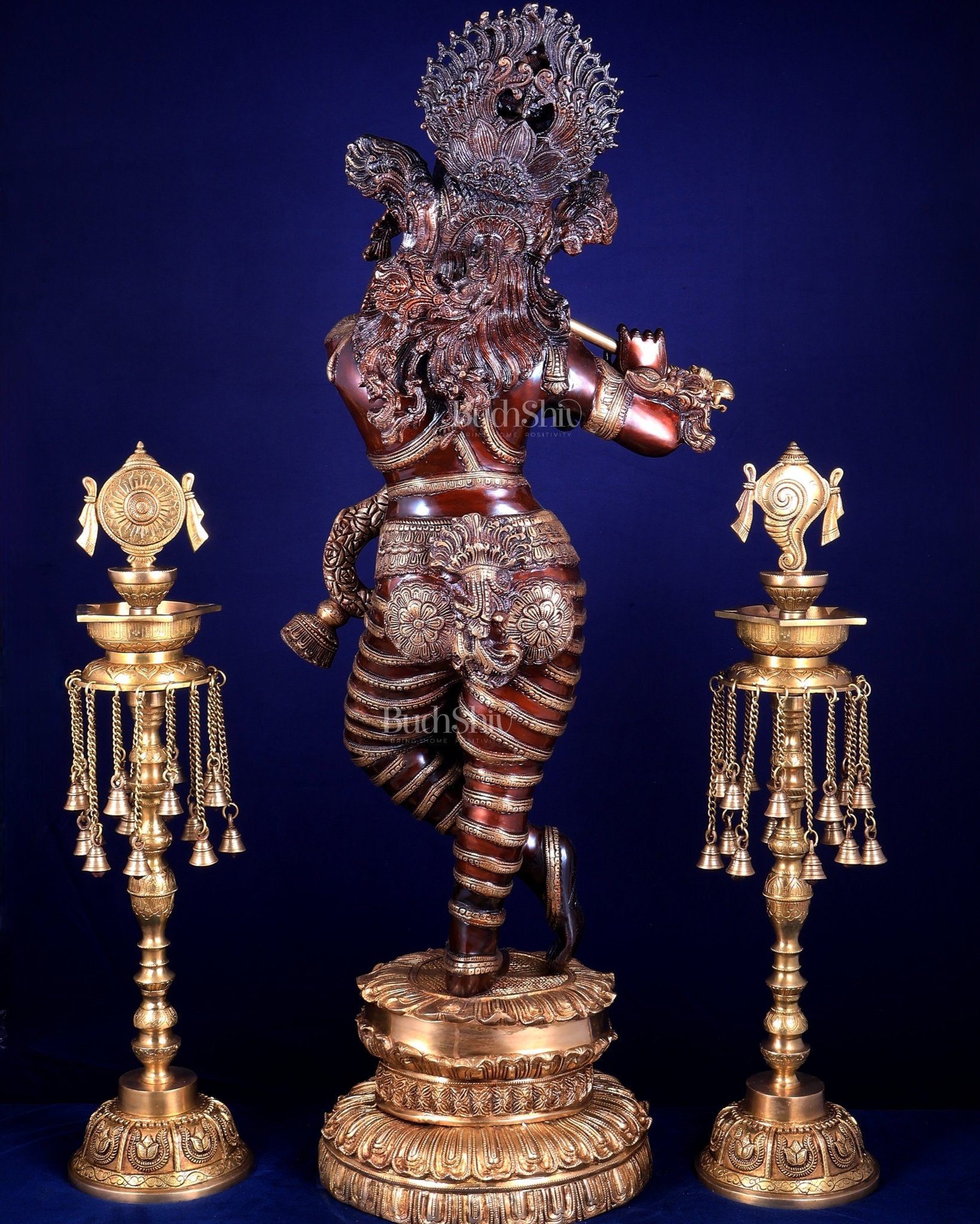 Brass Krishna dual tone Large Statue - 46 inch - Budhshiv.com