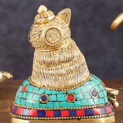 Brass Krishna Face Bust Showpiece - 3.5" Height - Budhshiv.com