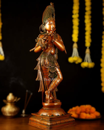 Brass Krishna kerala style Idol 36" - Budhshiv.com