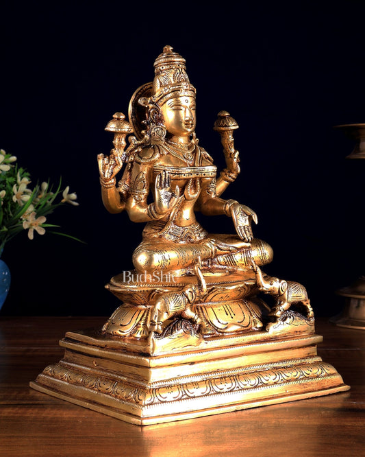 Brass Lakshmi Idol – Superfine Brass Goddess Murti 9 inch - Budhshiv.com