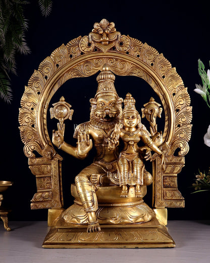 Brass Lakshmi Narasimha Swamy Majestic statue 19.5 inch - Budhshiv.com