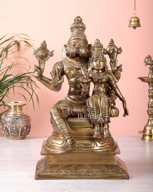 Brass Lakshmi Narasimha Swamy Statue 15" - Budhshiv.com