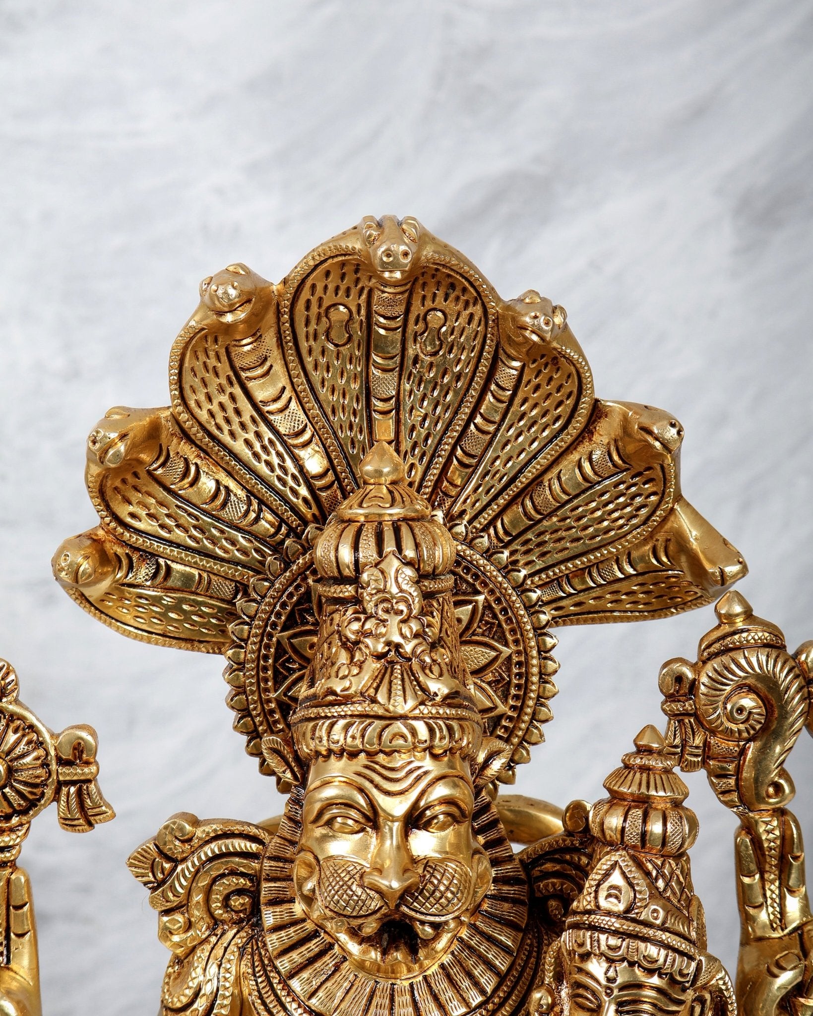 Brass Lakshmi Narasimha Swamy with sheshanaag idol 15 inch - Budhshiv.com