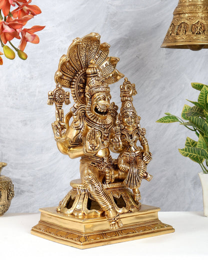 Brass Lakshmi Narasimha Swamy with sheshanaag idol 15 inch - Budhshiv.com
