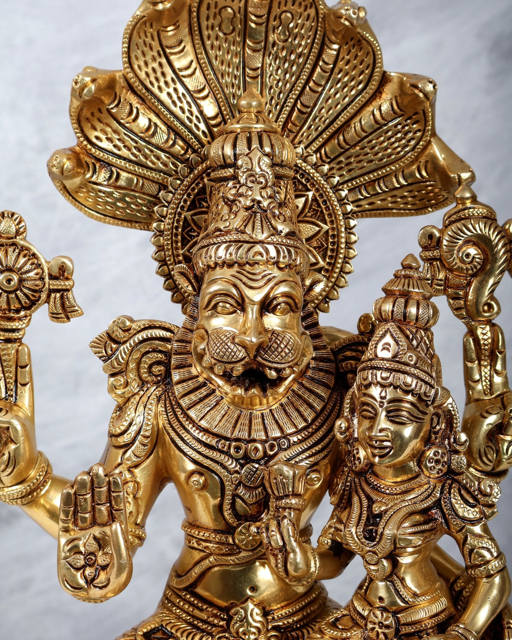 Brass Lakshmi Narasimha Swamy with sheshanaag idol 15 inch - Budhshiv.com