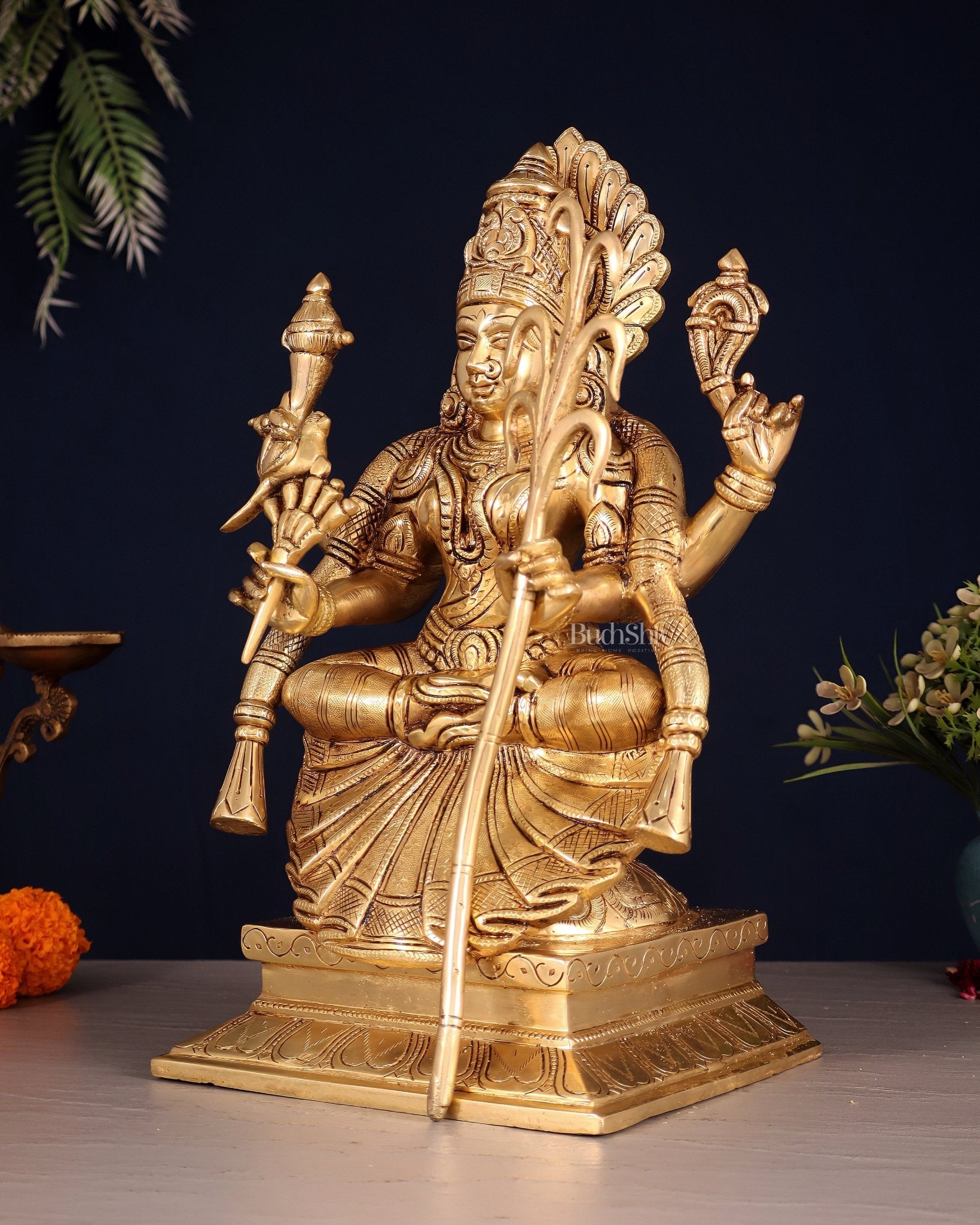 Brass Lalita Devi Idol 13" enhanced carvings - Budhshiv.com