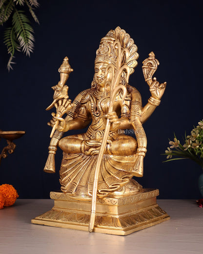 Brass Lalita Devi Idol 13" enhanced carvings - Budhshiv.com
