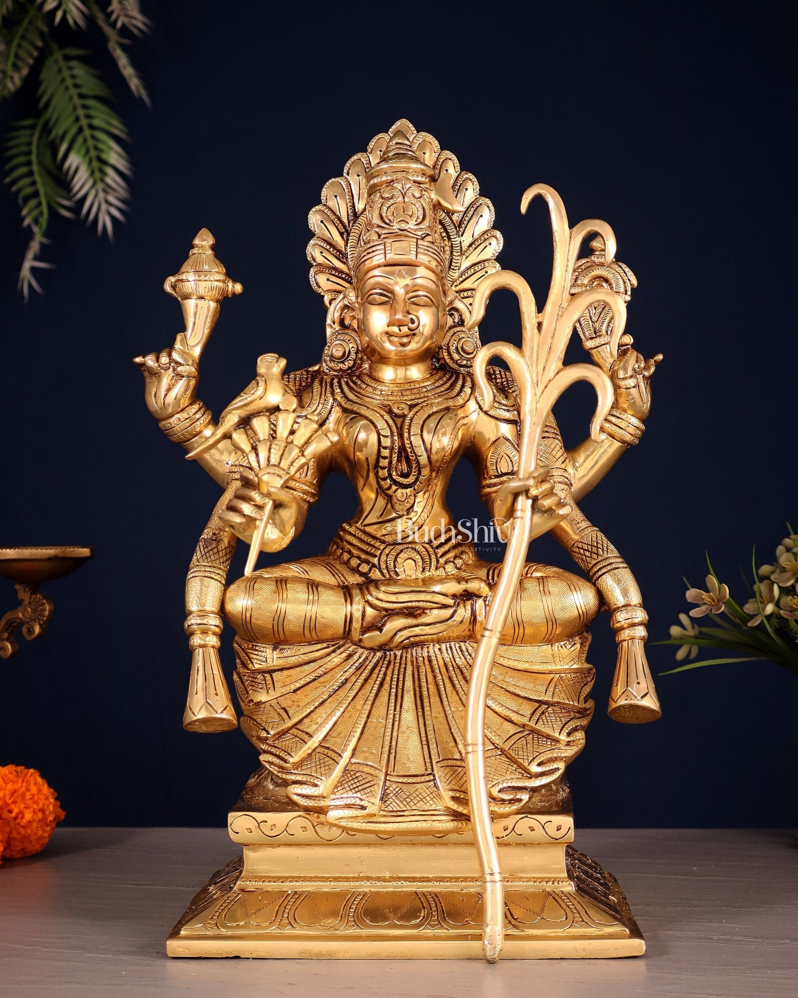 Brass Lalita Devi Idol 13" enhanced carvings - Budhshiv.com