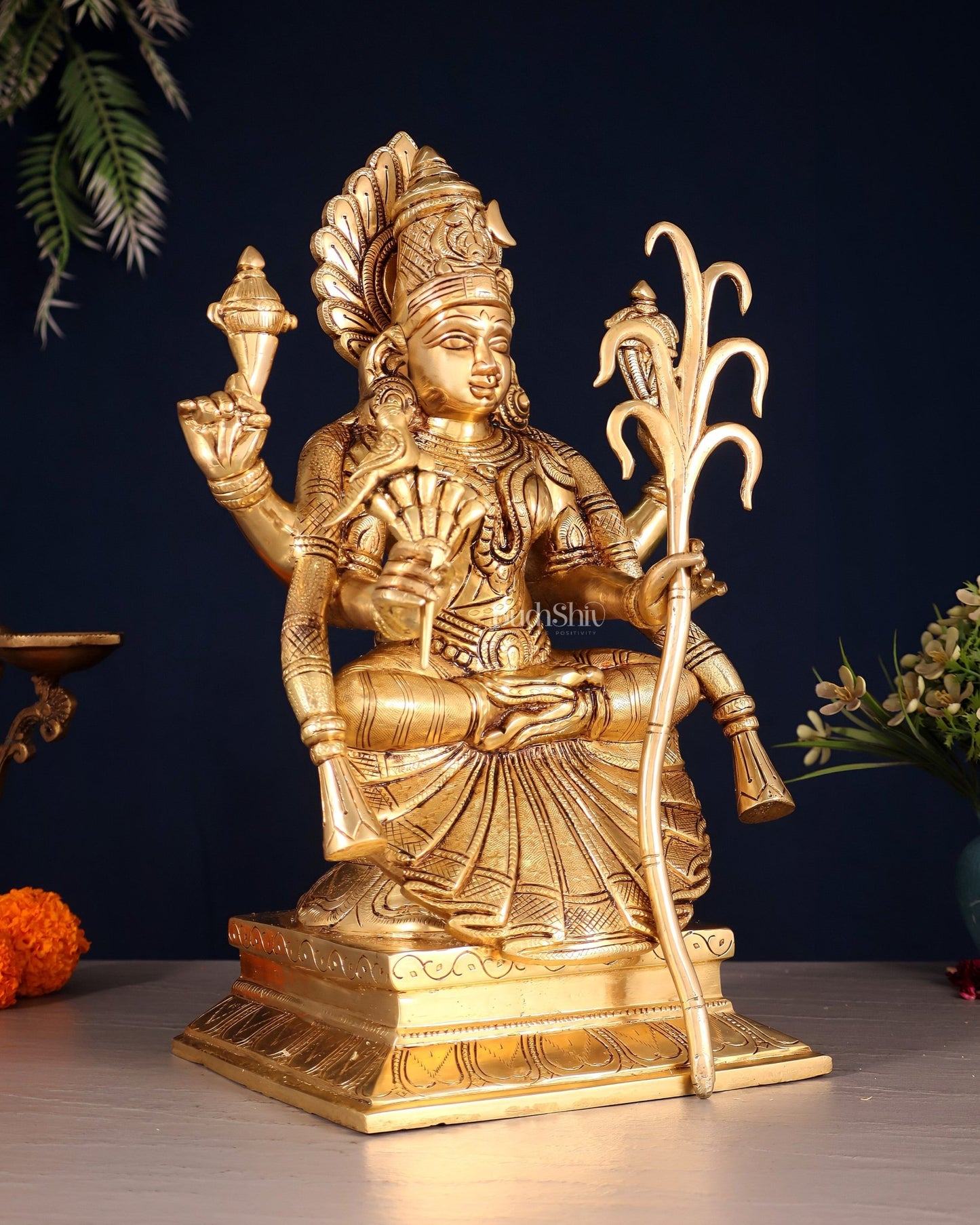 Brass Lalita Devi Idol 13" enhanced carvings - Budhshiv.com