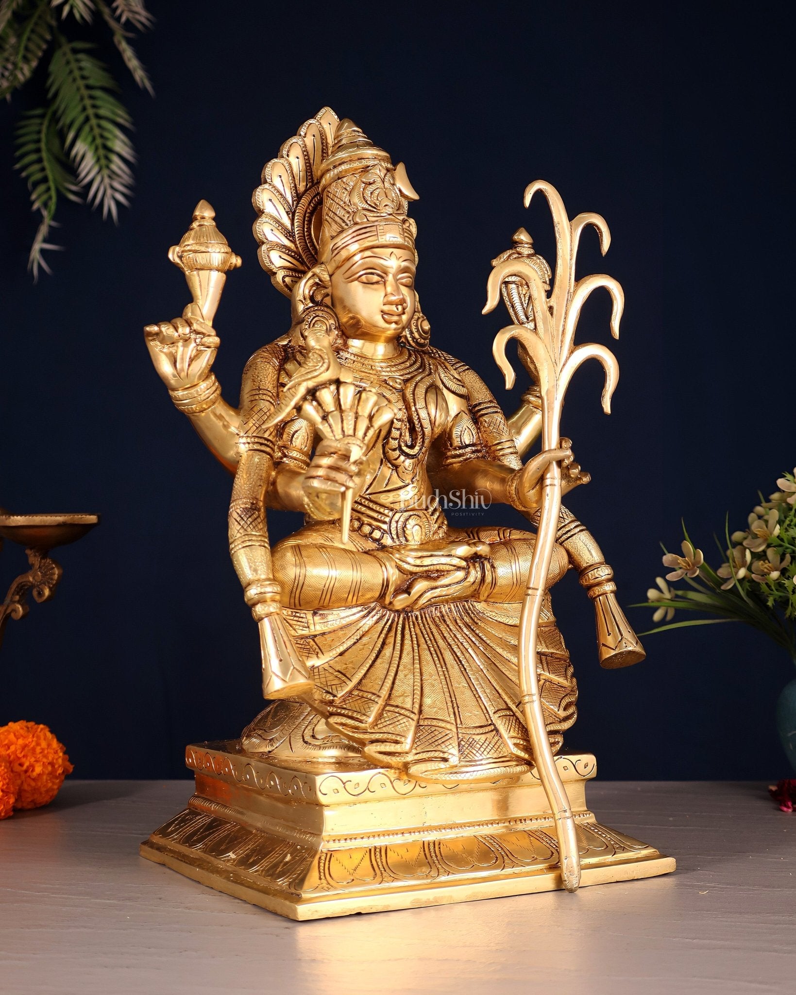 Brass Lalita Devi Idol 13" enhanced carvings - Budhshiv.com