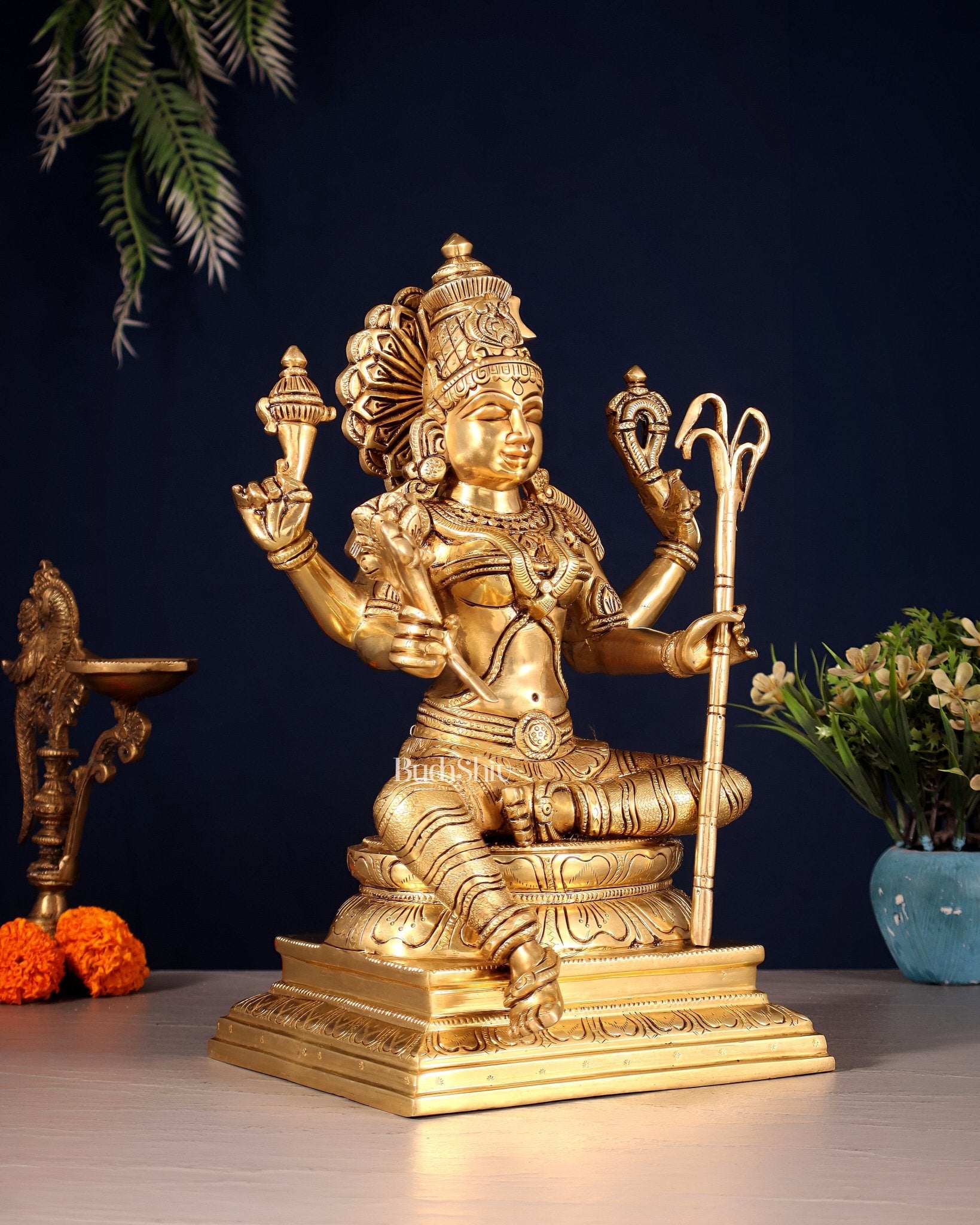 Brass Lalita Devi Idol – Rajarajeshwari Superfine Carvings | 12 inch - Budhshiv.com