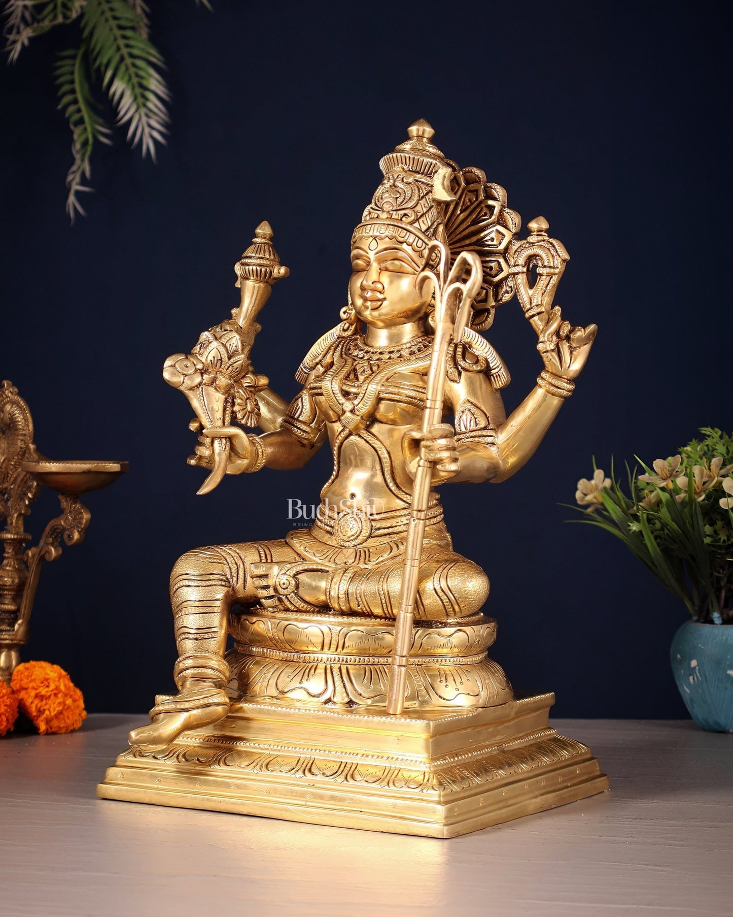 Brass Lalita Devi Idol – Rajarajeshwari Superfine Carvings | 12 inch - Budhshiv.com