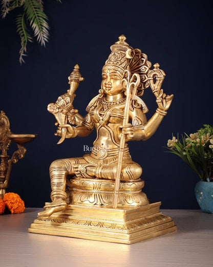 Brass Lalita Devi Idol – Rajarajeshwari Superfine Carvings | 12 inch - Budhshiv.com