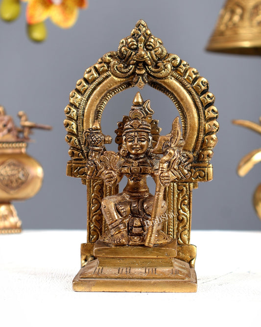 Brass Lalita Devi Idol with Prabhavali 6 Inch Rajarajeshwari - Budhshiv.com