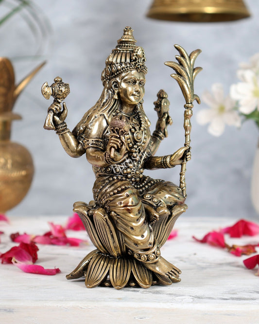 Brass Lalita Devi Rajarajeshwari Idol | Superfine Tripura Sundari Murti 6" - Budhshiv.com