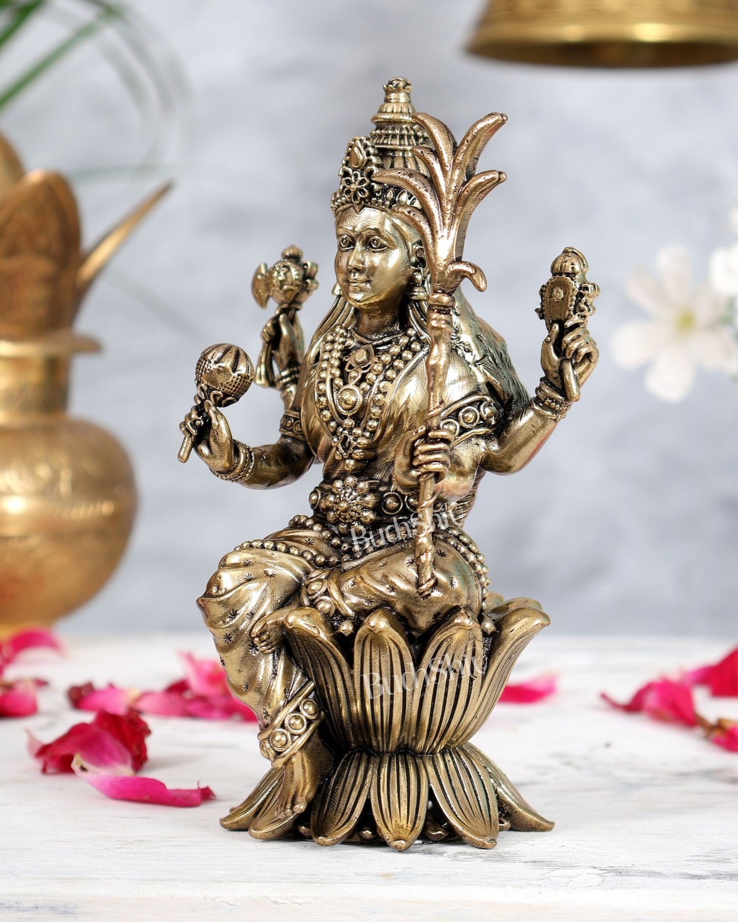 Brass Lalita Devi Rajarajeshwari Idol | Superfine Tripura Sundari Murti 6" - Budhshiv.com