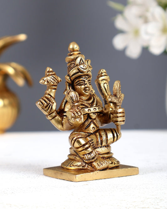 Brass Lalita Devi Rajarajeshwari Miniature Idol – Highly Detailed Tripura Sundari idol (2.8 Inches) - Budhshiv.com
